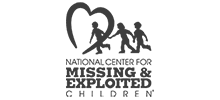 A green background with black letters that say national center for nursing and exploited children.