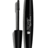 A black tube of mascara on top of a white background.